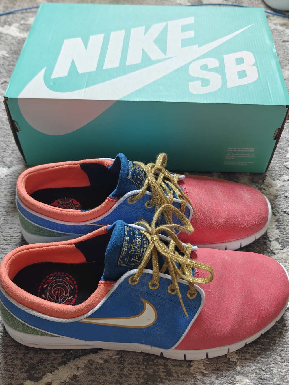 Nike Men's Athletic Shoes in Blue, Coral & Gold Accent